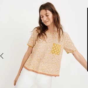 Madewell floral Button-Back Pocket Top XXL